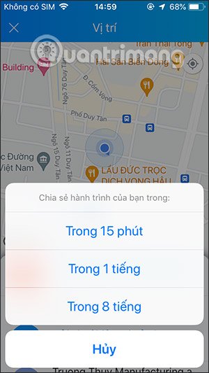 Chọn khoảng thời gian chia sẻ vị trí