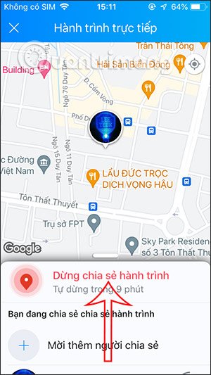 Dừng chia sẻ vị trí