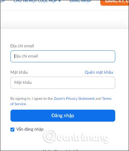 Đăng nhập Zoom