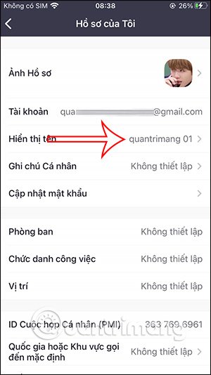 Hiển thị tên