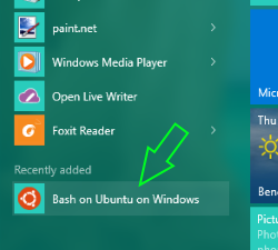 chọn Bash on Ubuntu on Windows