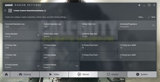 Sử dụng AMD Radeon Settings để ép xung màn hình