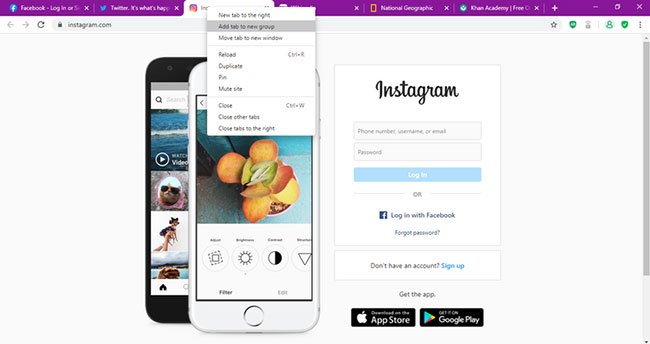 Nhấp vào Add tab to new group
