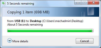 Sự cố quá trình sao chép file bị kẹt ở 5 giây còn lại