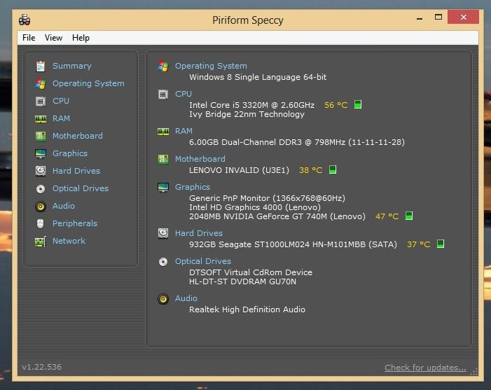 Speccy kiểm tra phần cứng Windows