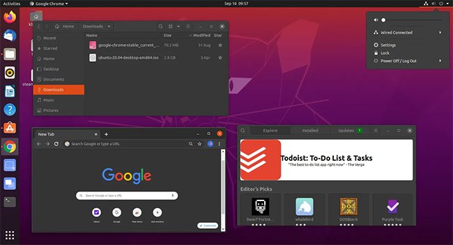 Dark theme được áp dụng cho tất cả các khu vực còn lại