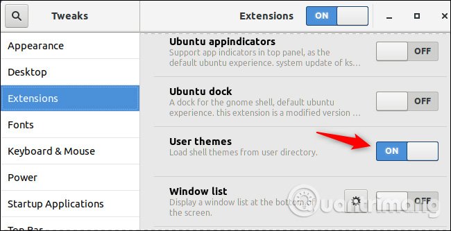 Bật User themes