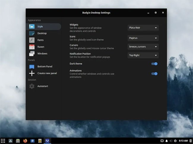 Budgie Desktop Settings