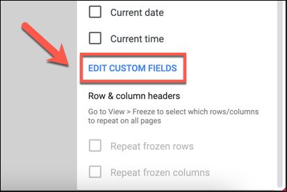 Nhấp vào “Edit Custom Fields”