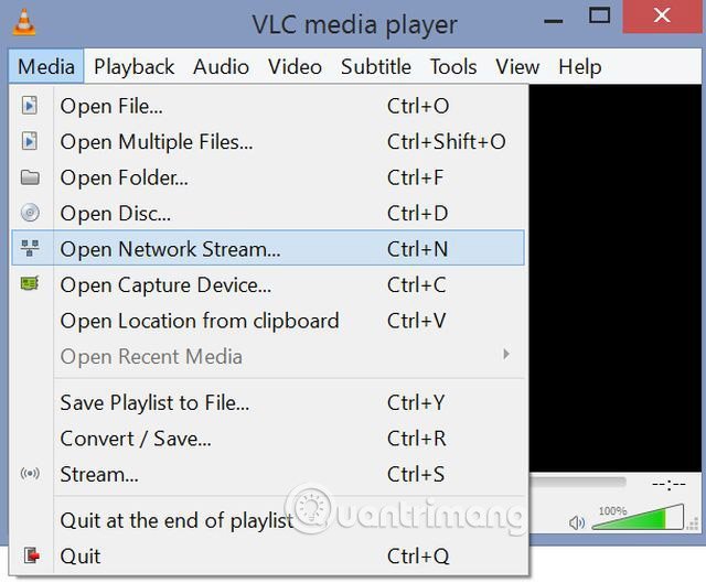 Mở giao diện VLC