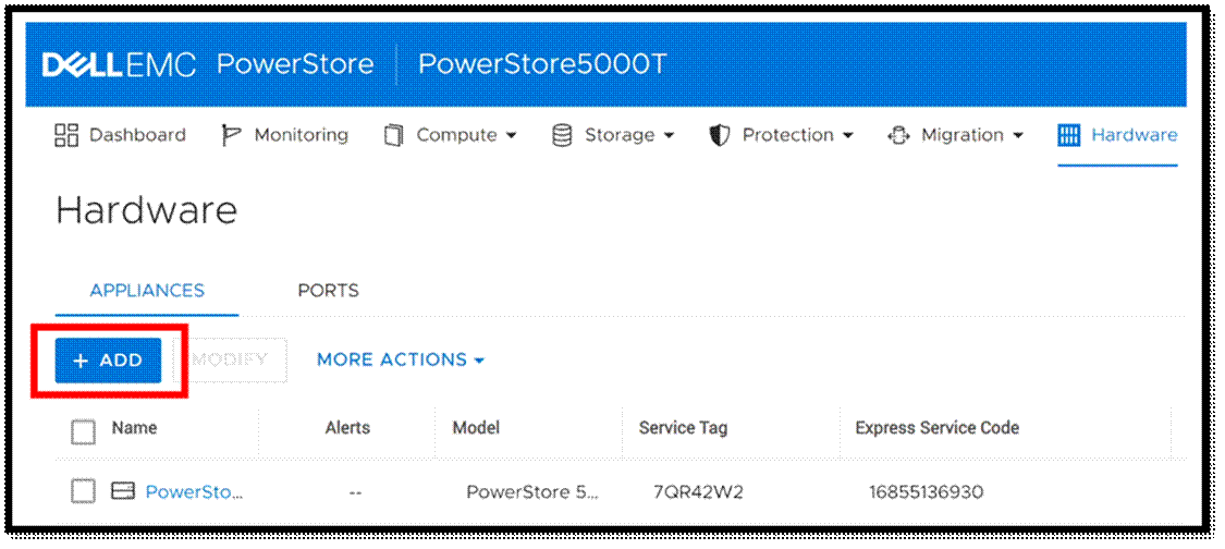 thêm cụm lưu trữ powerstore