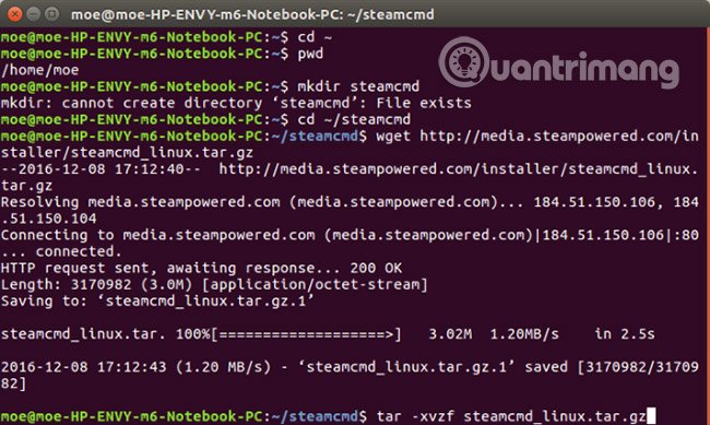Tải xuống SteamCMD