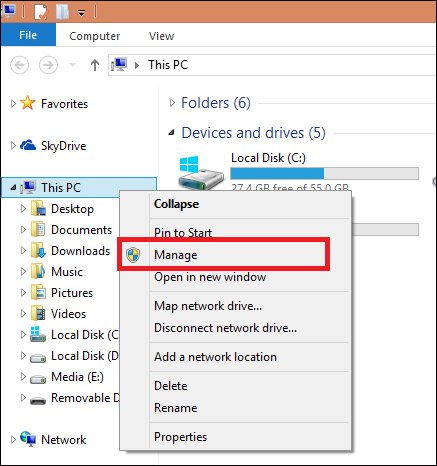Nhấn chọn Manage