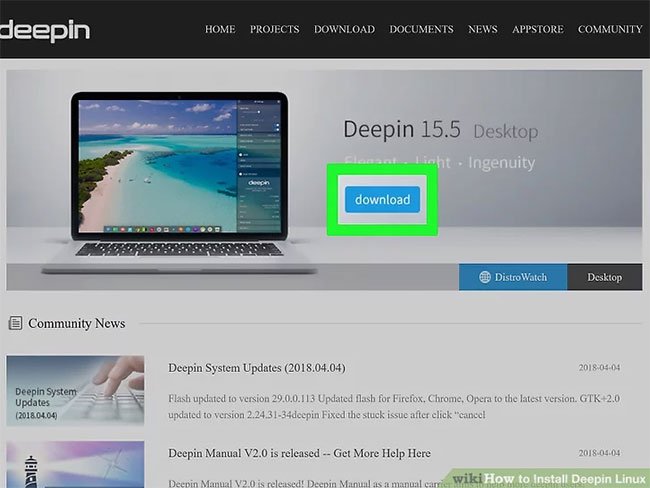 Tải file cài đặt Deepin