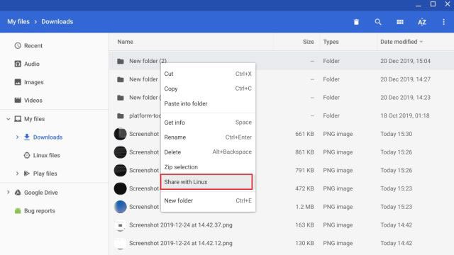 Nhấp chuột phải vào thư mục và chọn Share with Linux