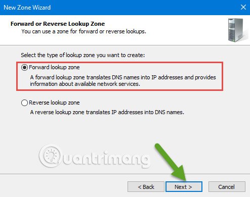 Forward lookup zone