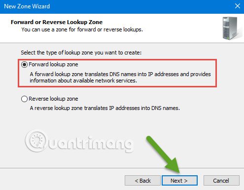 Forward lookup zone