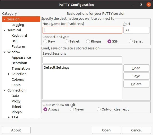 Giao diện Putty cho Linux