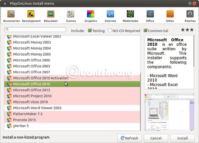 Chọn tùy chọn MS Office phù hợp