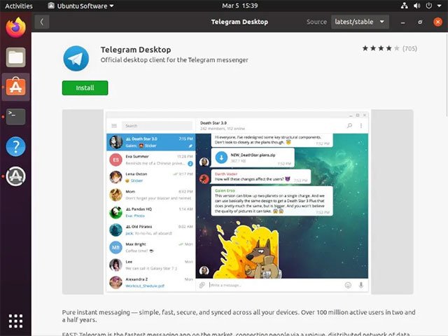 Telegram trên Software Center