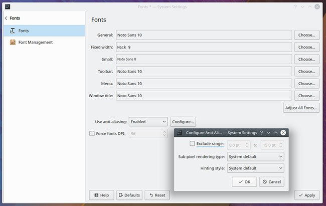Cấu hình tính năng khử răng cưa trong KDE