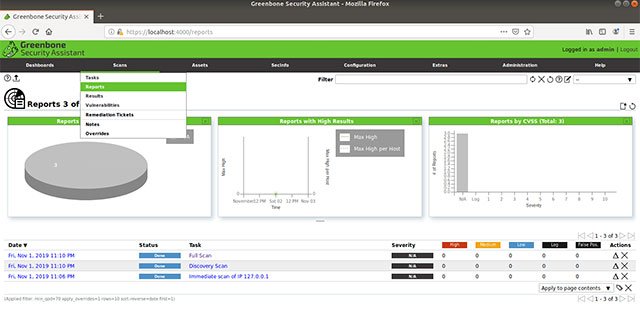 Bây giờ để xem kết quả, hãy truy cập Scans > Reports