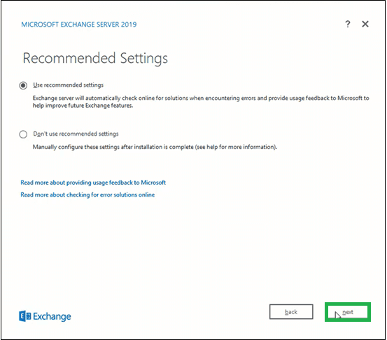 Chọn tùy chọn Use recommendation settings