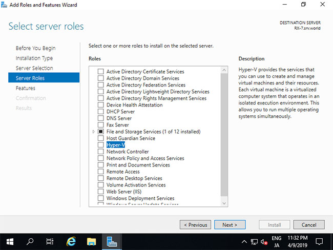Tích vào hộp Hyper-V