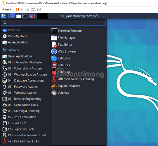 Một số công cụ tích hợp sẵn trong Kali Linux 2020.2