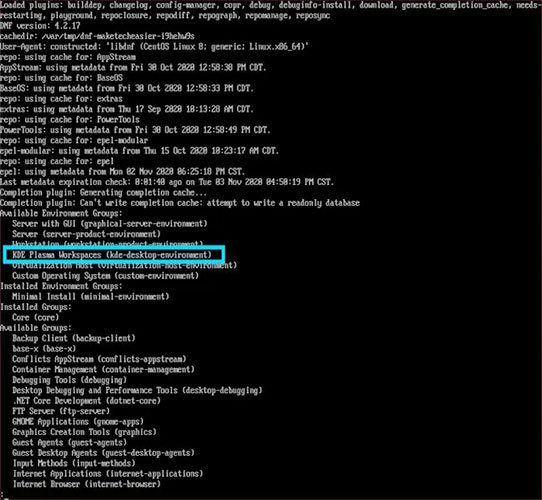 Chỉ cần cài đặt DNF Group có chứa KDE Plasma