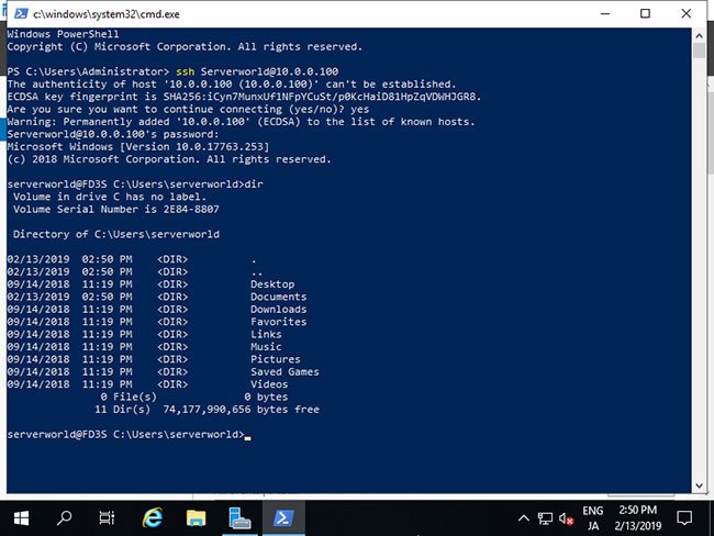 Sử dụng lệnh client ssh