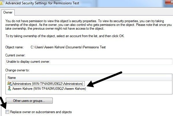 Chọn tài khoản user hoặc tài khoản Admins của bạn