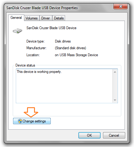 chọn Change Settings 