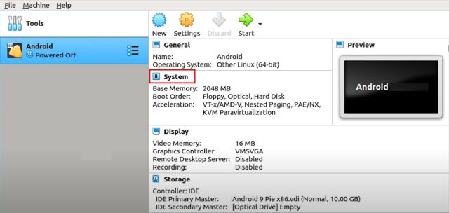 Nhấp vào “System”