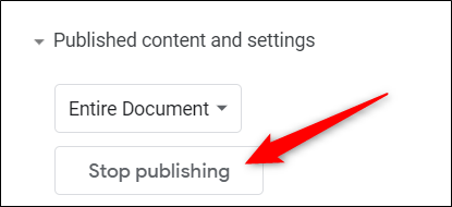 Click vào Stop Publishing để dừng xuất bản file Sheets lên web