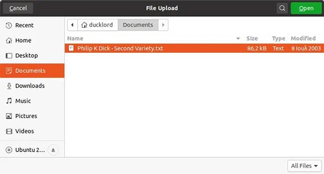 Chọn các file bạn muốn upload