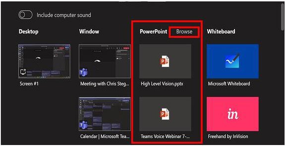 Duyệt cột PowerPoint