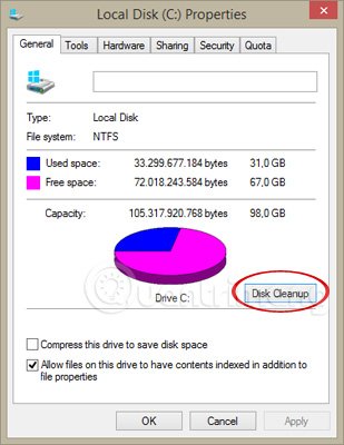 Chọn Disk Cleanup