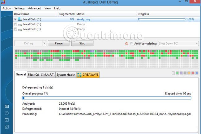 Auslogics Disk Defrag chống phân mảnh ổ đĩa