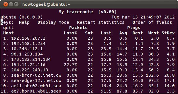 Lệnh mtr trên Linux