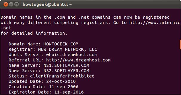 Lệnh whois cung cấp bản ghi từ whois server