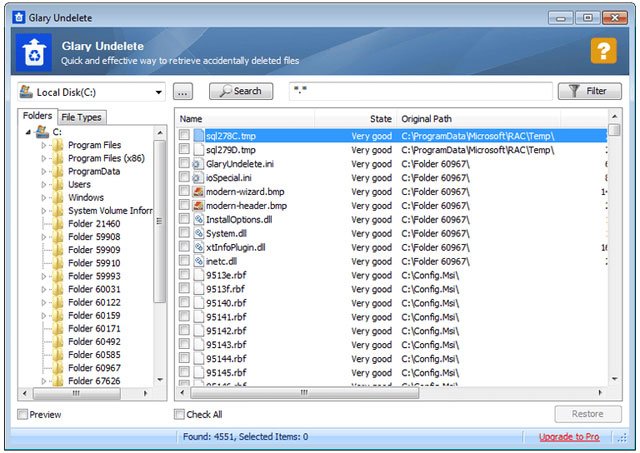 Phần mềm khôi phục dữ liệu Glary Undelete