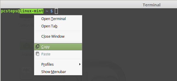 Sao chép và dán lệnh Linux 