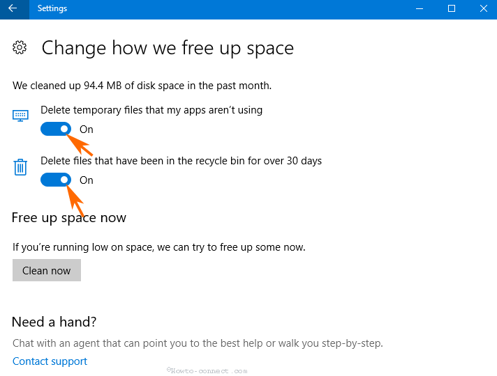 Cửa sổ Change how we free up space