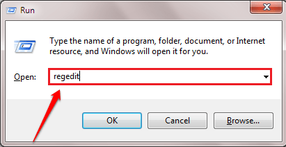 mở cửa sổ Registry Editor