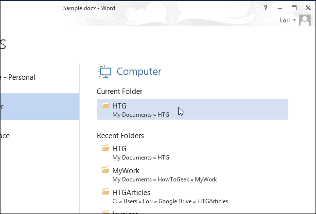 Current folder