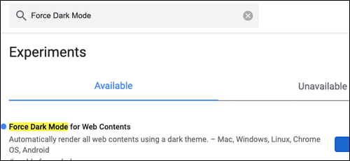 Tìm từ khóa “Force Dark Mode”