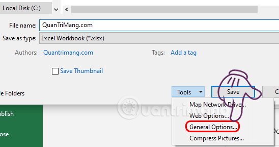 Chọn General Options...