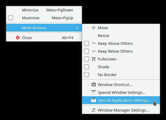 Chọn More Actions > Special Application Settings…