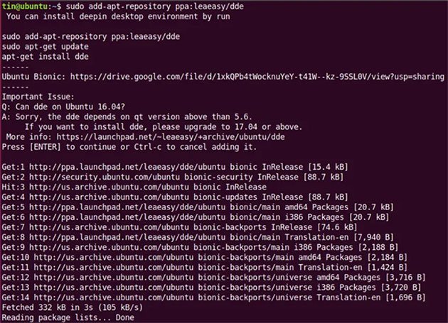 Thêm kho lưu trữ Deepin Linux vào Ubuntu
